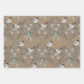 Rustic Kraft Dusty Blue Winter Birds Nesting Inpakpapier Vel (Voorkant 2)