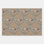 Rustic Kraft Dusty Blue Winter Birds Nesting Inpakpapier Vel (Voorkant)