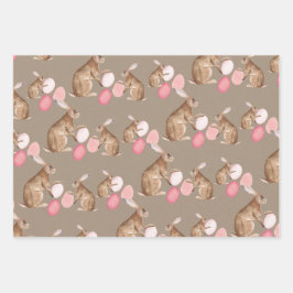 Rustic Kraft Easter Bunnies Share Easter Egg Hunt Inpakpapier Vel