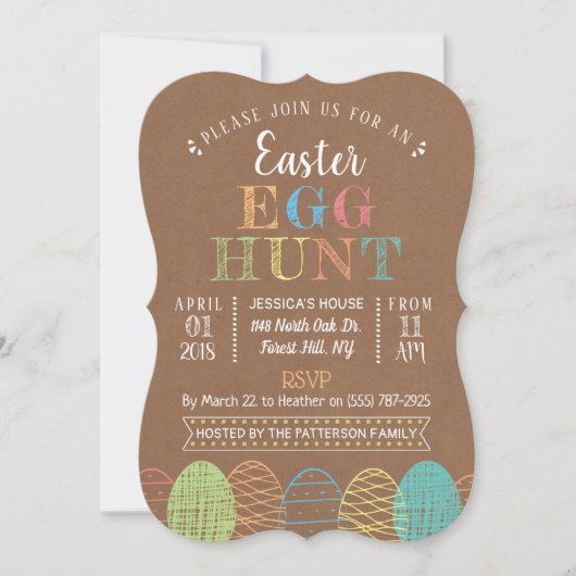 Rustic Kraft Easter Egg Hunt Kaart (Voorkant)