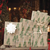 Rustic Kraft Eastern Pine Tree Forest Inpakpapier Vel