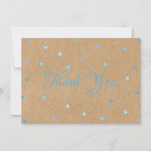 Rustic Kraft Écriture Cœurs Bleus Merci (Devant)