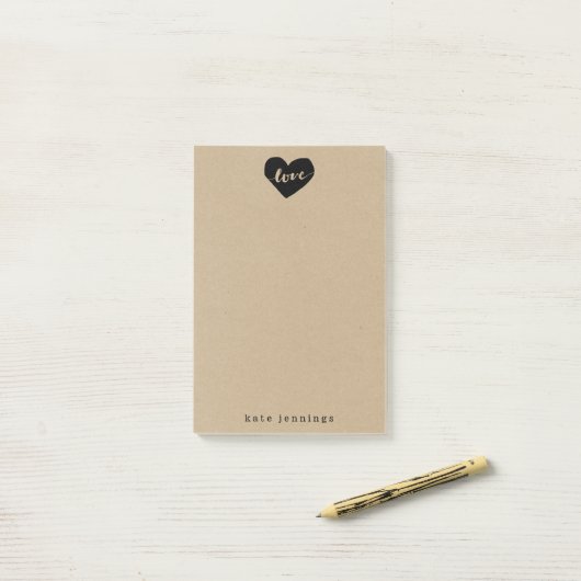 Rustic Kraft Effect Love Heart Silhouette Post-it® Notes (Op bureau)