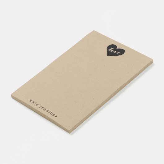 Rustic Kraft Effect Love Heart Silhouette Post-it® Notes (Schuin)