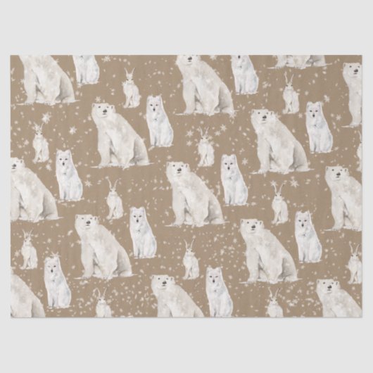 Rustic Kraft Elegant Arctic Winter Snowy Animals Tissuepapier (Voorkant)
