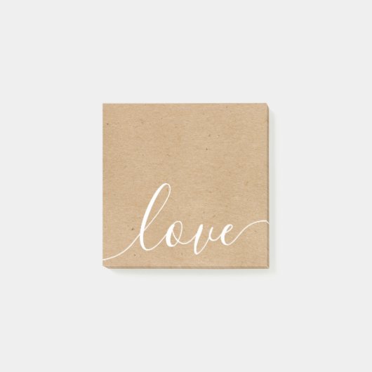 Rustic Kraft Elegant Script Love Post-it® Notes (Voorkant)