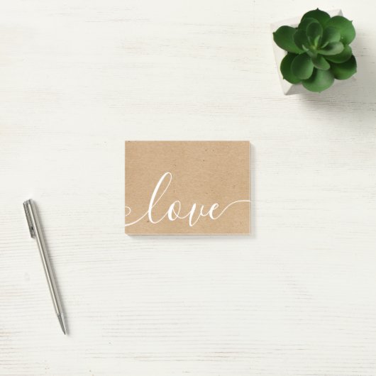 Rustic Kraft Elegant Script Love Post-it® Notes (Kantoor)