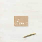 Rustic Kraft Elegant Script Love Post-it® Notes (Op bureau)