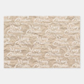 Rustic Kraft Elegant White Script Merry Kerstmis Inpakpapier Vel (Voorkant 2)