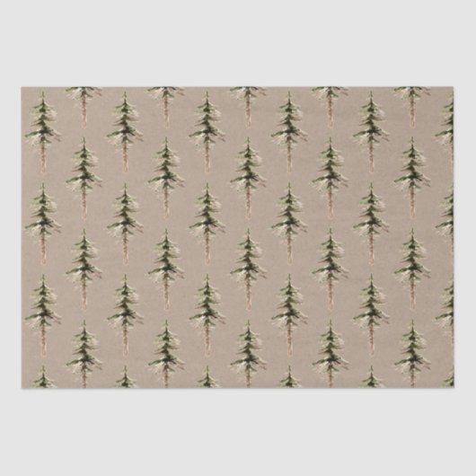 Rustic Kraft Elegant Woodland Forest Pine Tree Tissuepapier (Voorkant)