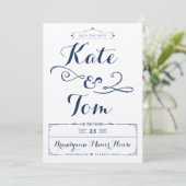 Rustic Kraft en Navy Kalligrafie Save the Dates Save The Date (Staand voorkant)