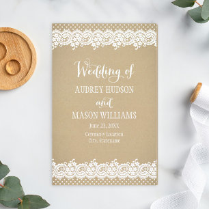 Rustic Kraft et Lace Wedding Programme
