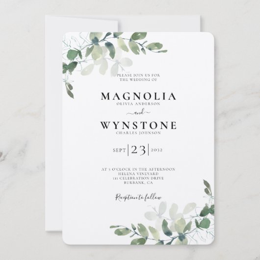 Rustic Kraft Eucalyptus Botanical Wedding Kaart (Voorkant)