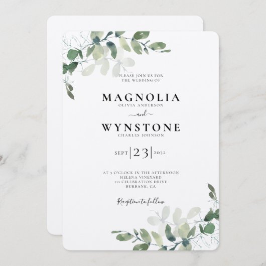 Rustic Kraft Eucalyptus Botanical Wedding Kaart (Voorkant / Achterkant)