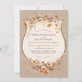 Rustic Kraft Fall Floral Autumn Leaf Brown Wedding Kaart (Voorkant)