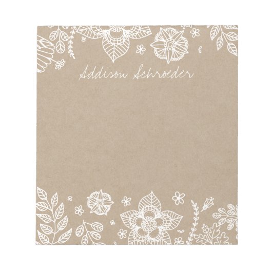 Rustic Kraft Floral Easter Notitieblok (Voorkant)