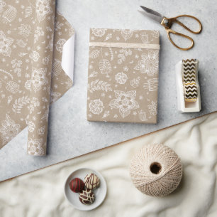 Rustic Kraft Floral Easter Wrapping Paper Cadeaupapier