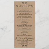 Rustic Kraft Floral Mariage programme de cérémonie (Dos)
