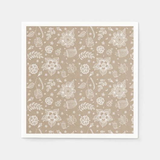 Rustic Kraft Floral paaspapier servkin Servet (Voorkant)
