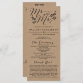 Rustic Kraft Floral Wedding Ceremony Programma (Voorkant / Achterkant)