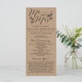Rustic Kraft Floral Wedding Ceremony Programma (Staand voorkant)