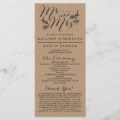 Rustic Kraft Floral Wedding Ceremony Programma (Voorkant)