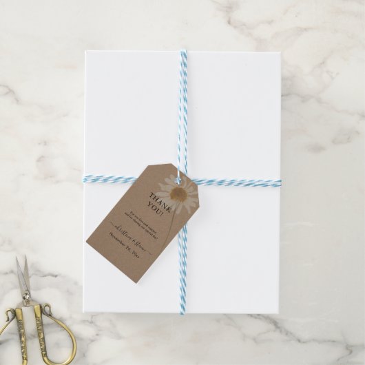 Rustic Kraft Gedroogde Bloemen Dank u Cadeaulabel (Met Touw)