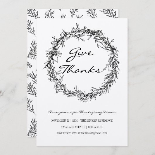 Rustic Kraft Geef Bedankt Thanksgiving Diner Kaart (Voorkant / Achterkant)