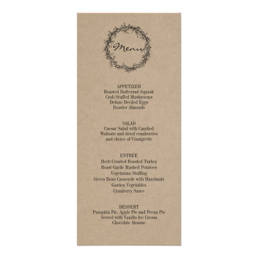 Rustic Kraft geeft Bedankt Thanksgiving menu (Voorkant)
