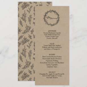 Rustic Kraft geeft Bedankt Thanksgiving menu Kaart