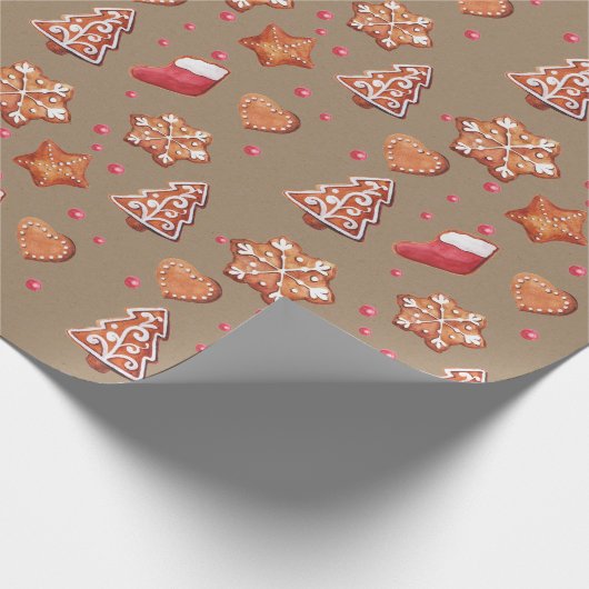 Rustic Kraft gingerbrood koekjes met ijsvorming Cadeaupapier (Hoek)