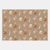 Rustic Kraft Gingerbrood Tree Star Bell Candy Cane Inpakpapier Vel (Voorkant)
