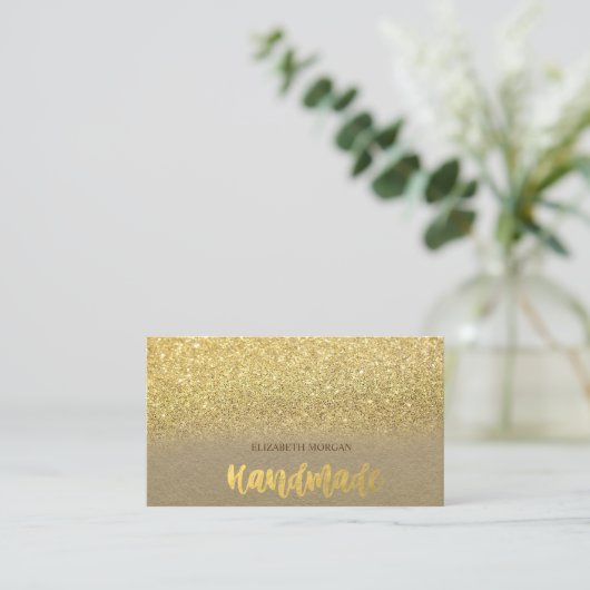 Rustic, Kraft, Gold Glitter Ombre Visitekaartje (Staand voorkant)