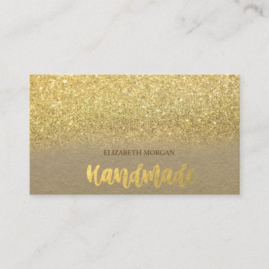 Rustic, Kraft, Gold Glitter Ombre Visitekaartje (Voorkant)