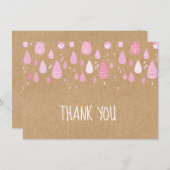 Rustic Kraft Gouttes de pluie roses Merci (Devant / Derrière)