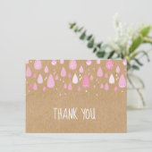 Rustic Kraft Gouttes de pluie roses Merci (Debout devant)