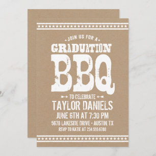 Rustic Kraft Graduation Party BBQ Invitation