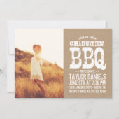 Rustic Kraft Graduation Photo BBQ Invitation (Devant)