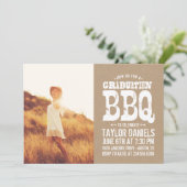 Rustic Kraft Graduation Photo BBQ Invitation (Debout devant)
