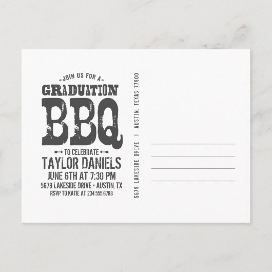 Rustic Kraft Graduation Photo BBQ Invitation (Dos)