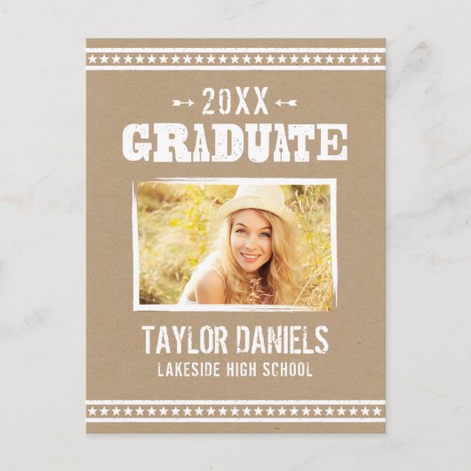 Rustic Kraft Graduation Photo BBQ Invitation (Devant)