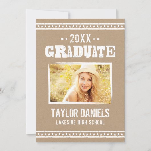 Rustic Kraft Graduation Photo BBQ Invitation (Devant)