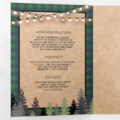 Rustic Kraft  Green Kerstfeest bruiloft Drieluik Uitnodiging (Binnenzijde eerst)