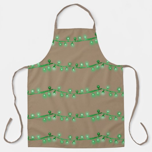Rustic Kraft Green Kerstklare lights Apron Schort (Voorkant)