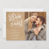 Rustic Kraft Hand Elegant Script Boho Foto Save The Date