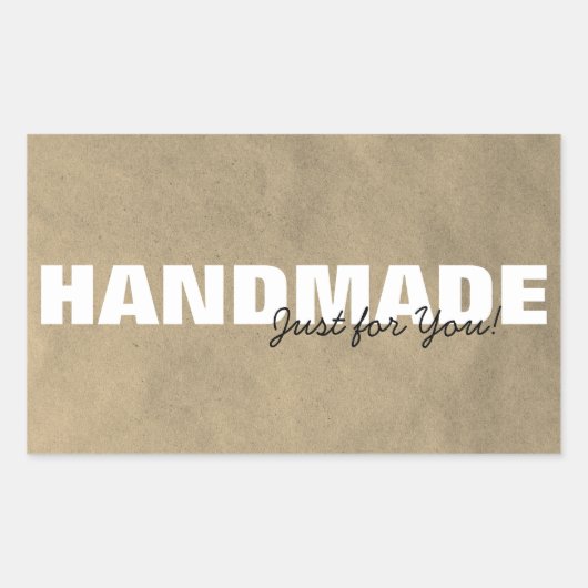 Rustic Kraft Handgemaakt voor uw bedrijf/Gift Rechthoekige Sticker (Voorkant)