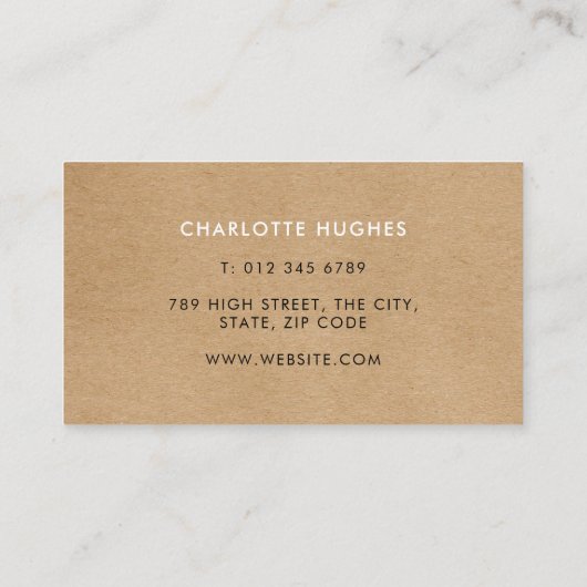Rustic Kraft Handtekening Visitekaartje (Achterkant)