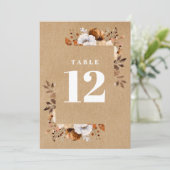 Rustic Kraft Herfst Land Bloementafel Nummer Kaart (Staand voorkant)