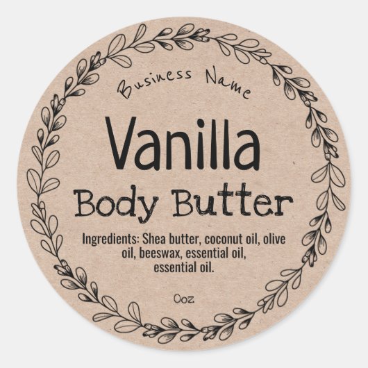 Rustic Kraft Homemade Product Labels (Voorkant)