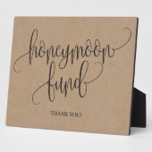 Rustic Kraft Honeymoon Fund Wedding Sign Fotoplaat (Zijkant)